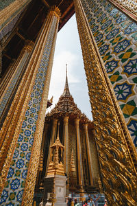 Low angle view of temple building against sky