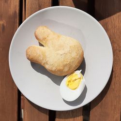 High angle view of breakfast served on table