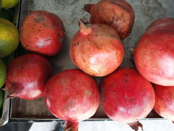 High angle view of apples in market