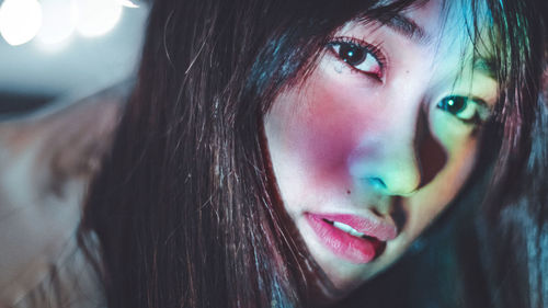 Close-up portrait of beautiful young woman