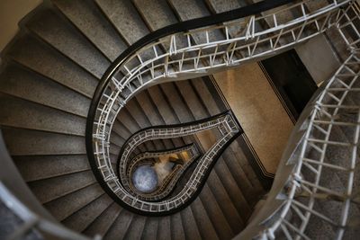 High angle view of spiral staircase