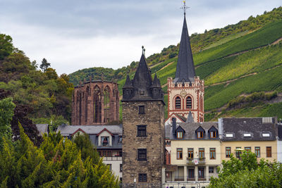 Exterior of historic building against sky in bacharach, germany