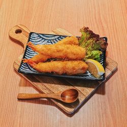 High angle view of food on table