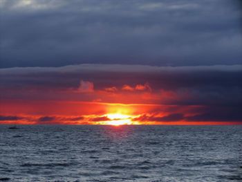 Scenic view of sea against dramatic sky