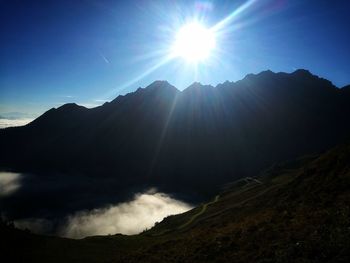 Sunlight streaming through mountain range