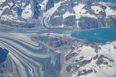 Aerial view of snowcapped mountains