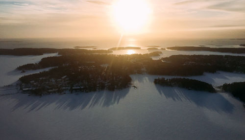 Scenic view of sunset over sea