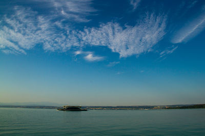 Yacht in lake constance against sky