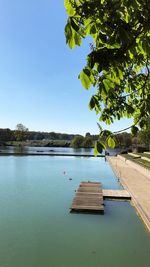 Scenic view of swimming pool against clear sky
