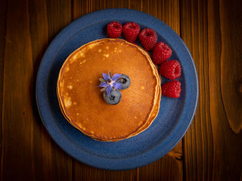 High angle view of breakfast on table