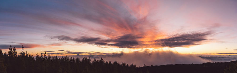 Scenic view of silhouette landscape against sky during sunset