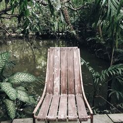 Empty wooden planks in park