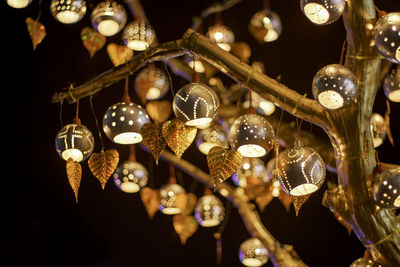 Low angle view of illuminated chandelier