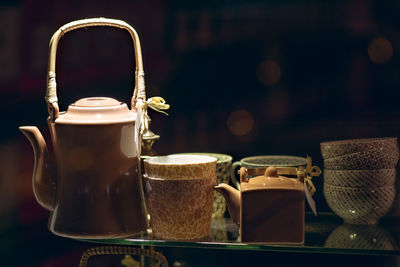Close-up of coffee served on table