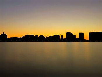 Silhouette buildings against sky during sunset