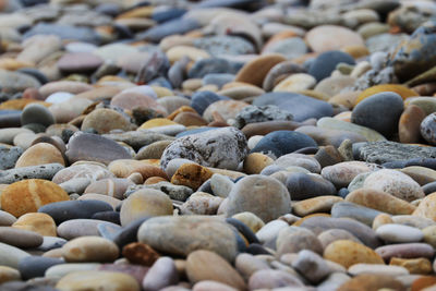 Full frame shot of pebbles on beach