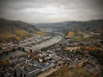 Aerial view of cityscape against sky