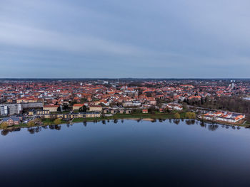 Aerial photo of viborg cathedral and the old town