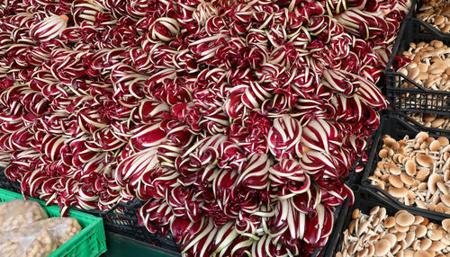 High angle view of candies for sale at market stall