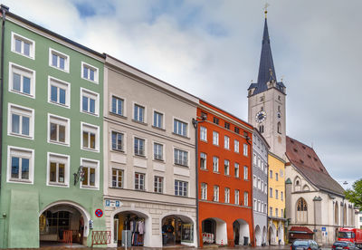 Low angle view of buildings in city