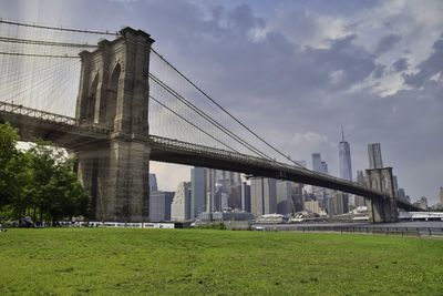 View of bridge against cloudy sky