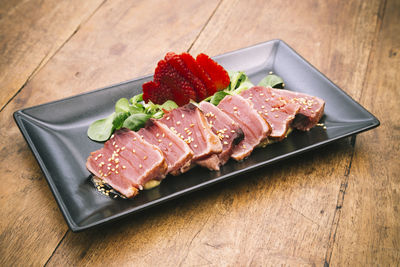 Close-up of food on table