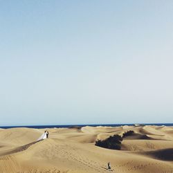 Scenic view of beach against clear sky