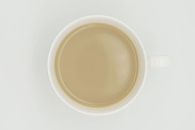 Directly above shot of coffee on white background