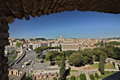 High angle view of buildings in city