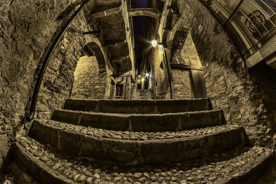 Low angle view of staircase in old building