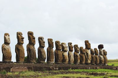 Ahu tongariki statues against sky
