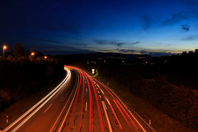 Light trails on highway at night