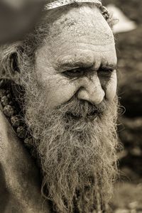 Close-up of face outdoors