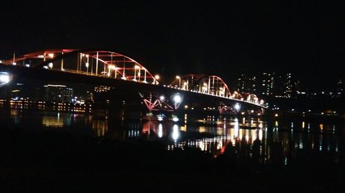 Bridge over river at night