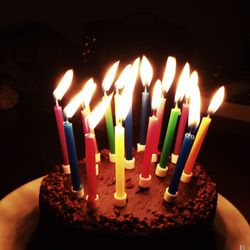 Close-up of candles on cake