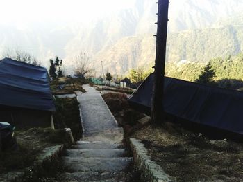 Scenic view of mountains against sky during winter