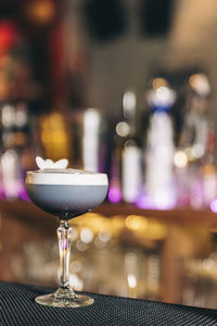 Close-up of drink in glass on table