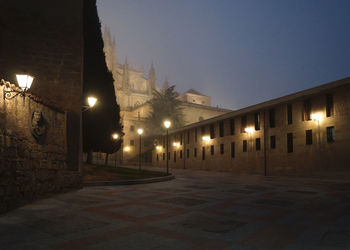 Illuminated street light at night