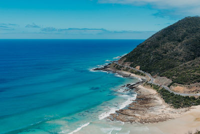 High angle view of beach against sky