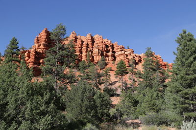 Low angle view of rock formations against sky