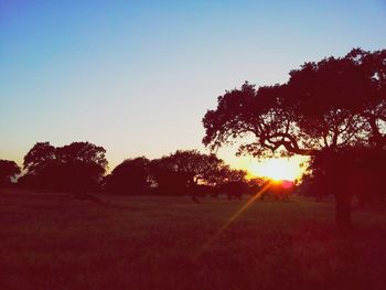 Scenic view of landscape against sky at sunset