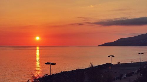 Scenic view of sea during sunset