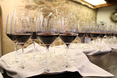 Close-up of wineglass on table