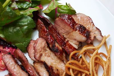 Close-up of meal served in plate