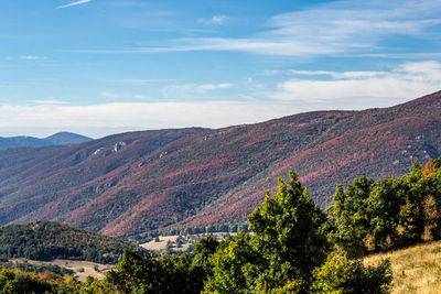 Scenic view of mountains against sky