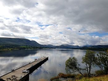 Scenic view of lake against sky