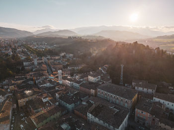 Aerial view of the medieval village of pergola