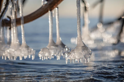 Close-up of frozen water