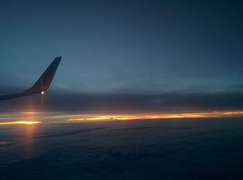 Aerial view of airplane wing