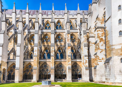 The cloister of westminster abbey, traditional place of coronation in london, uk